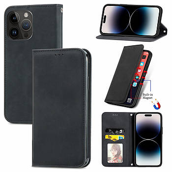 Чохол-книжка Skin Feel Leather Wallet для Apple iPhone 15 Pro Black