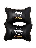 Подушки автомобильные лого Opel на подголовники ЭкоКожа (2шт пара)