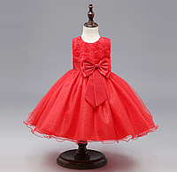 Платье красное нарядное для девочки по/за колено.