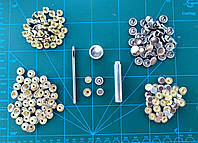Набор для установки кнопок 12.5 мм №503 из 3 предметов + 50 кнопок цвет серебро