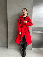 Жіноче базове демісезонне пальто весна/осінь з м'якого кашеміру на підкладці Турецького виробництва. Красный, S-M
