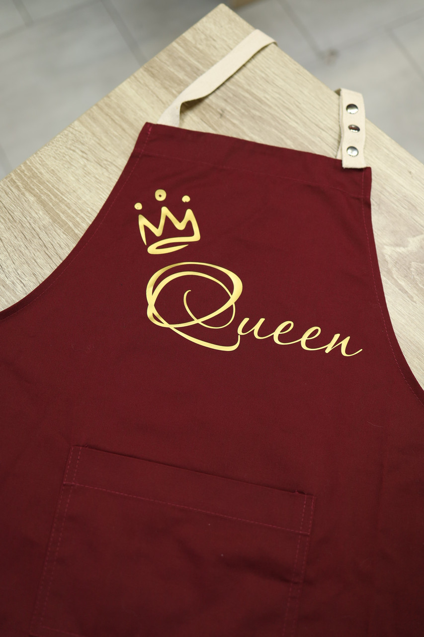 Фартух бордовий з бежевими зав'язками "Queen"-12