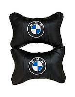 Подушки автомобільні лого BMW на підголівники Екошкіра (2шт пара)