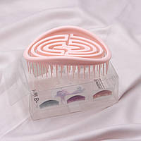 Массажная расческа для волос, маленькая щетка для волос розовая однотонная пластик, масажка 10*7см топ