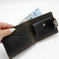 Мужское портмоне Grande Pelle из натуральной кожи, кошелек для купюр, карточек и монет, коричневый цвет топ