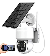 Камера видеонаблюдения водонепроницаемая поворотная W06 App ICSEE 6 mp, IP Wi-Fi + солнечная панель OG