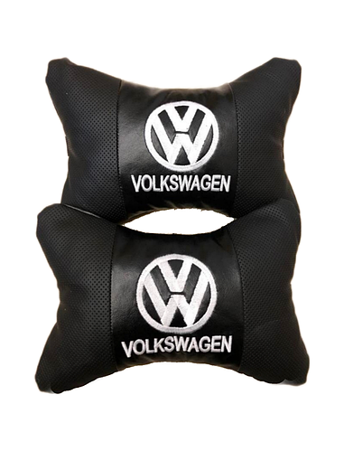 Подушки автомобильные лого Volkswagen на подголовники ЭкоКожа (2шт пара ...