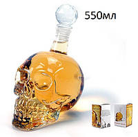 Графин в форме Черепа 550мл со стеклянной крышкой, для виски, водки, коньяка