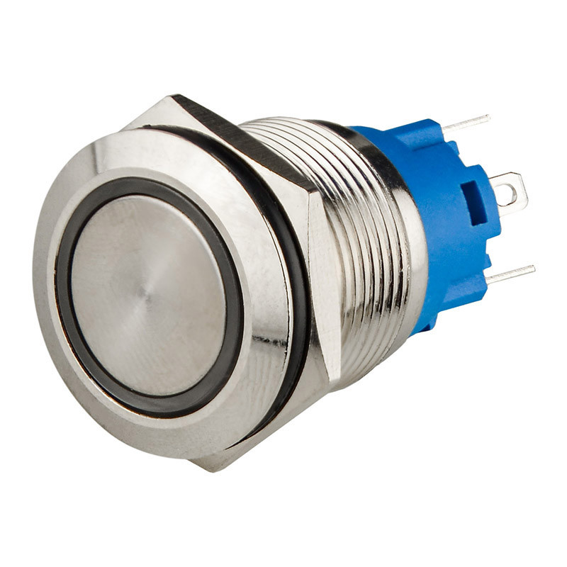 Кнопка металлическая с подсветкой АСКО-УКРЕМ TYJ 19-271 (1NO+1NC) синяя 12V AC/DC (A0140010250) - фото 1 - id-p2126111852