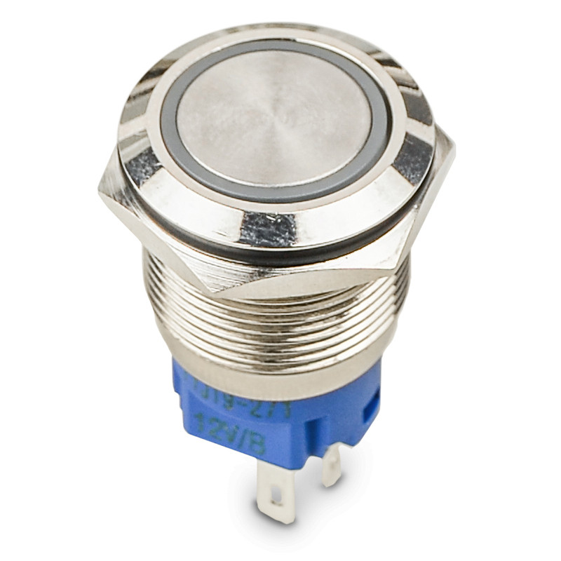 Кнопка металлическая с подсветкой АСКО-УКРЕМ TYJ 19-271 (1NO+1NC) синяя 12V AC/DC (A0140010250) - фото 4 - id-p2126111852