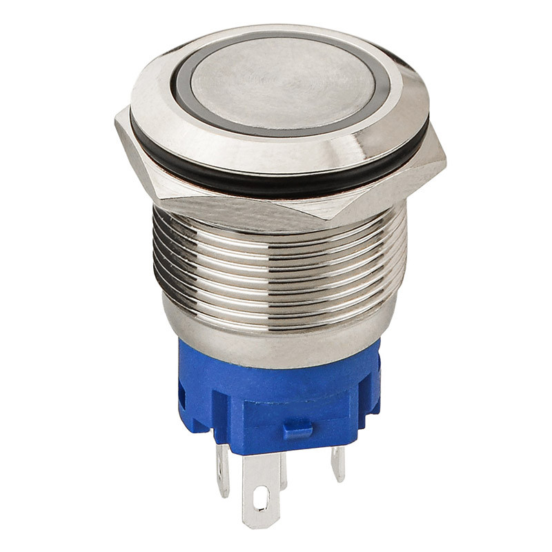 Кнопка металлическая с подсветкой АСКО-УКРЕМ TYJ 19-271 (1NO+1NC) синяя 12V AC/DC (A0140010250) - фото 5 - id-p2126111852