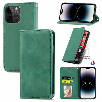 Чохол-книжка Skin Feel Leather Wallet для Apple iPhone 15 Pro Max Green