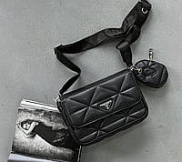 Женская сумочка Prada Re-Nylon Padded Shoulder Black