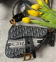 Женская сумочка Christian Dior Saddle Silver Monogram