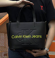 Женская сумка стильная Calvin Klein Tote Bag Black Yellow