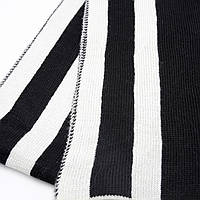 Шарф черно-белый в полоску зимний, женский/мужской шарф на зиму вязаный, шарф длинный без бахрамы топ