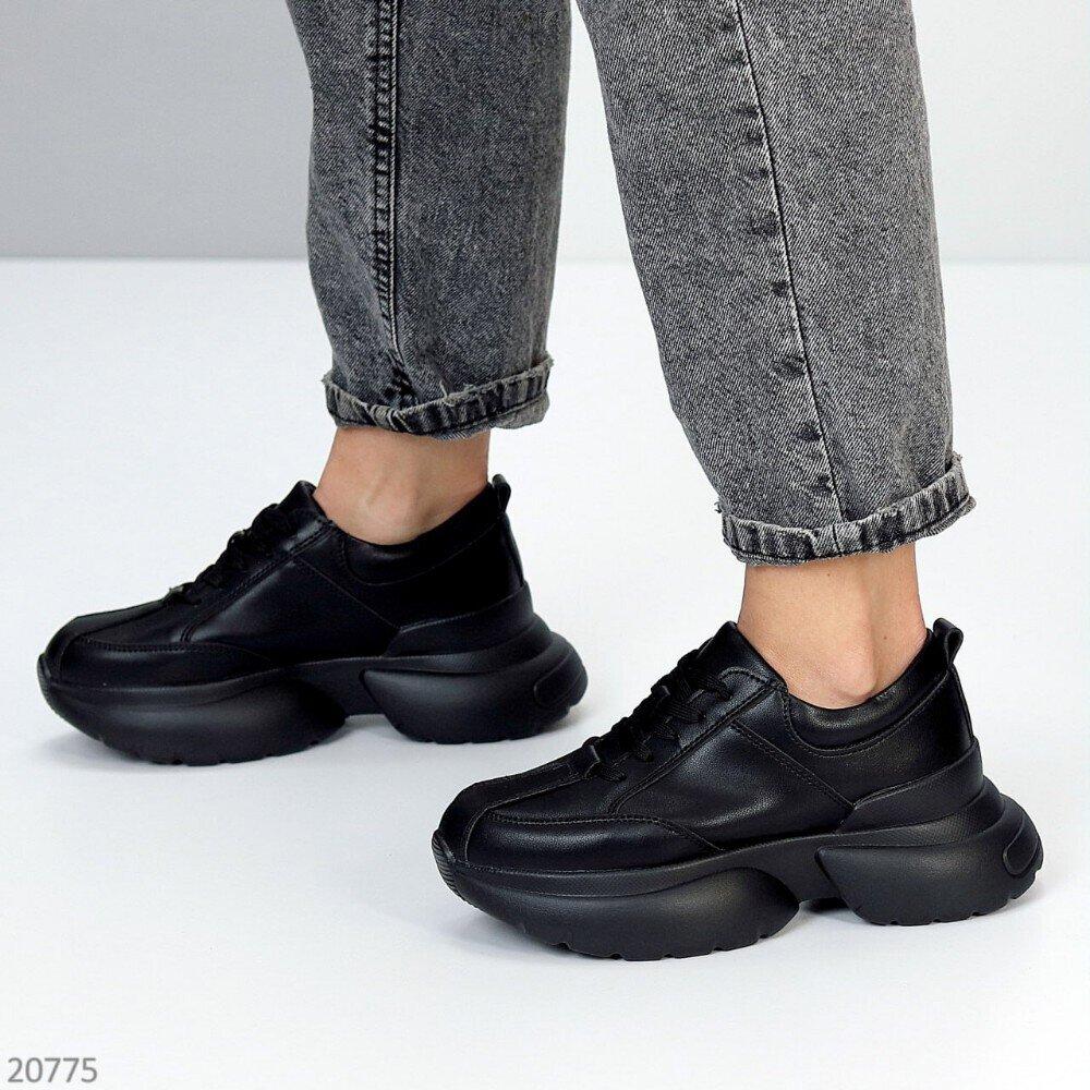 Черные женские кожаные кроссовки Indira, демисезонные кроссовки 36,38-40р код 20775 - фото 2 - id-p2141883927