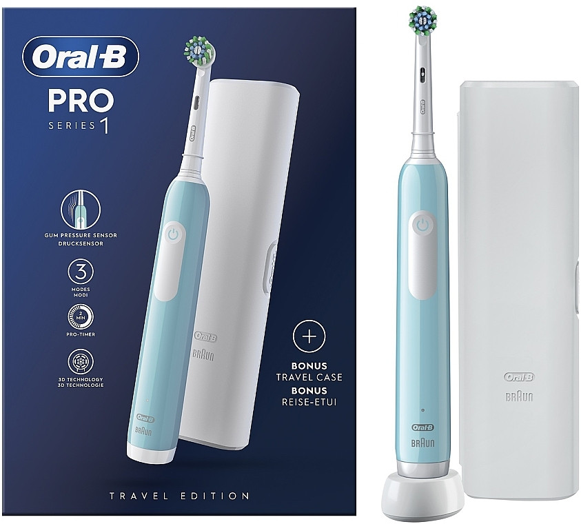 Електрична зубна щітка Braun Oral-B Pro Series 1 Blue з дорожнім футляром