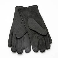 Жіночі рукавички трикотаж, Чорні рукавички замінник шкіра, Рукавички LGC топ