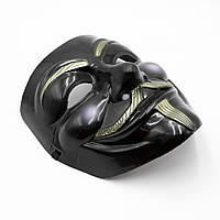 Маска Гая Фокса, Маска Анонимуса черная на карнавал, Пластиковая Anonymous маска на резинке унисекс топ