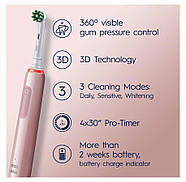 Електрична  зубна щітка  Braun Oral-B Pro3 3400N Sensitive Clean Pink, фото 4