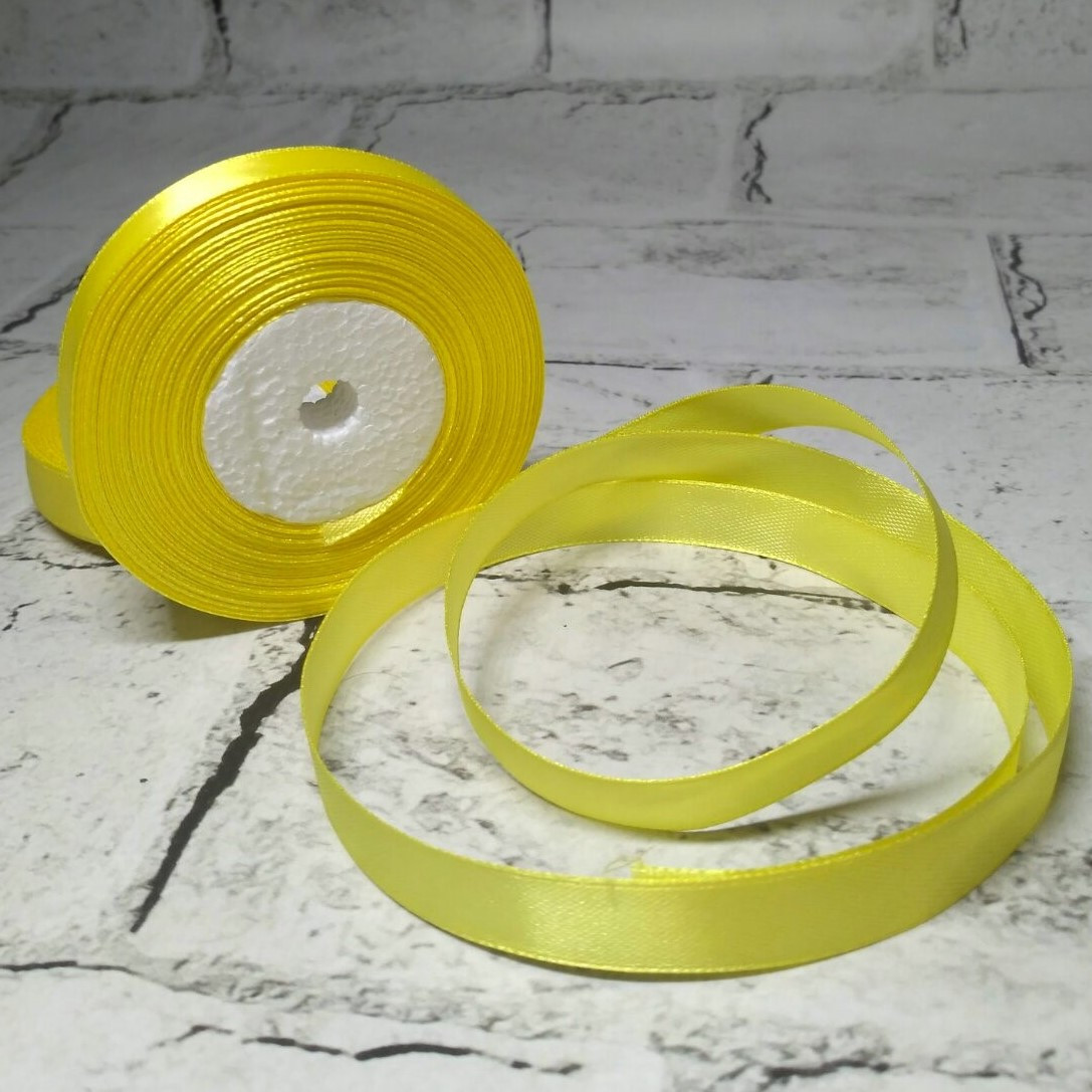Стрічка атласна, 1.2 см, 23 метри, жовта