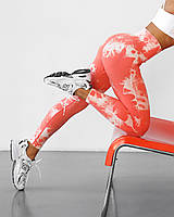 Спортивные женские леггинсы Marble Tie-Dye с эффектом Push Up Бесшовные Тай-дай Мраморные Морковные