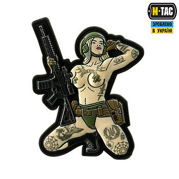 M-Tac нашивка Tactical girl №1 tattoo Тризуб PVC Grey