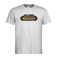 Светло-серая мужская/унисекс футболка World of Warcraft logo (21-43-1-світло-сірий меланж)