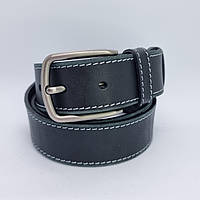 Стильный Мужской кожаный ремень для джинов или брюк с классической пряжкой из натуральной кожи (Черный)125х4см
