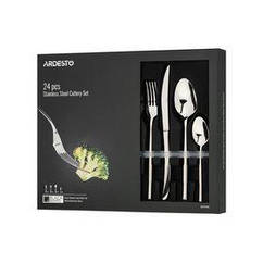 Набір столових приборів Ardesto Black Mars Monza, 24 прилади, неіржавка сталь (AR0724MS)