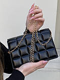 Дефект! Жіноча маленька сумка клатч на ланцюжку чорна, фото 8