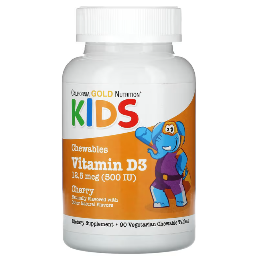 Chewable Vitamin D3 for Children 12.5 mcg (500 IU) California Gold Nutrition 90 жувальних таблеток