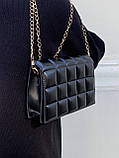 Дефект! Жіноча маленька сумка клатч на ланцюжку чорна, фото 10