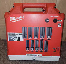 Набір ударних головок 1/2" 10-24мм довгі 10шт Milwaukee 4932480457, фото 6
