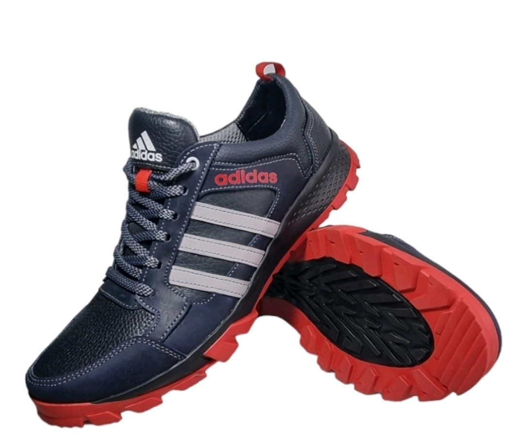 Кожаные кроссовки Adidas  (227 сине-серо-красная) мужские спортивные кроссовки шкіряні чоловічі