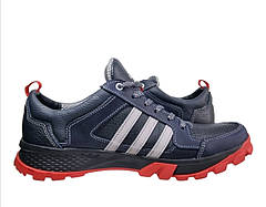 Кожаные кроссовки Adidas (227 сине-серо-красная) мужские спортивные кроссовки шкіряні чоловічі, фото 4