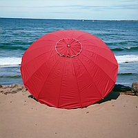 Прочный большой торговый зонт 3,5 м на 16 спиц с ветровый клапаном и серебряным покрытием