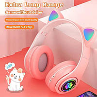 Наушники "Кошачьи ушки" беспроводные с подсветкой RGB и MP3 плеером Cute Headset Bluetooth,FM 2 цвета