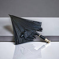 Элегантный и роскошный однотонный зонт-трость, полуавтомат с системой антиветер, черный