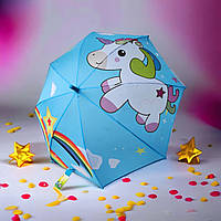 Зонтик для ребенка от фирмы PAOLO, полуавтомат с принтом единорог, легкий