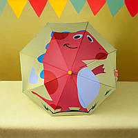 Зонт-трость для малыша от фирмы PAOLO с ярким принтом дракончика, полуавтоматический, легкий