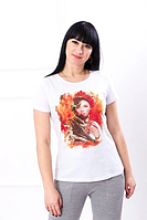 Жіноча футболка з патріотичним принтом, Жіноча футболка патріотична біла M (46)