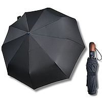 Черный мужской зонт автомат на 9 спиц от фирмы Universal, легкий с системой антиветер
