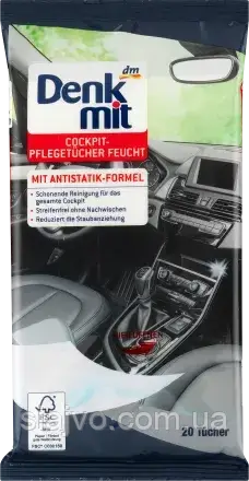 Denk mit , Вологі серветки для догляду за автомобілем 20шт Denkmit Feuchte Reinigungstücher für Autopflege