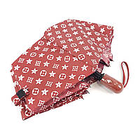 Компактна парасолька жіноча напівавтомат складана Toprain з 8 спицями, Антишторм, Червоний
