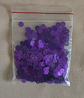 35 шт Пайетки пришивные и клеевые фиолетоаого цвета размер 10 миллиметров. Код/Артикул 87