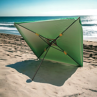 Зонт качественный пляжный большой 3x3м с ветровым клапаном и элегантным серебряным покрытием