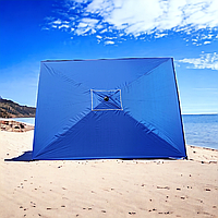 Парасолька якісна велика, торгова, пляжна 2x3 м з вітровим клапаном та елегантним срібним покриттям