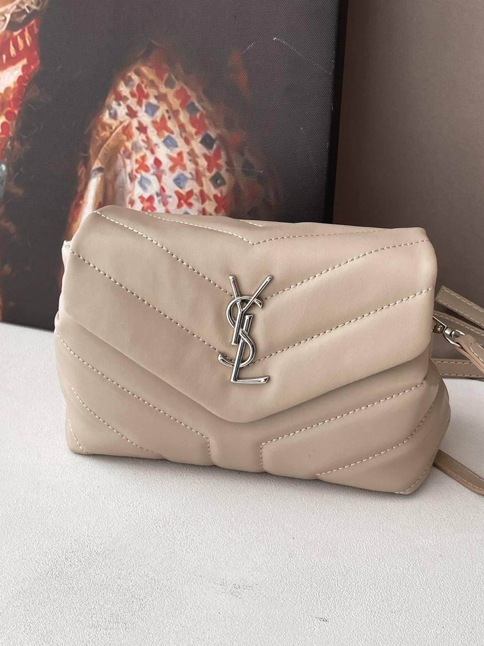 Жіноча сумка Yves Saint Laurent Pretty Bag Beige (Бежева) Сумка Крос Боді шкіра 2 відділення на ремінці YSL